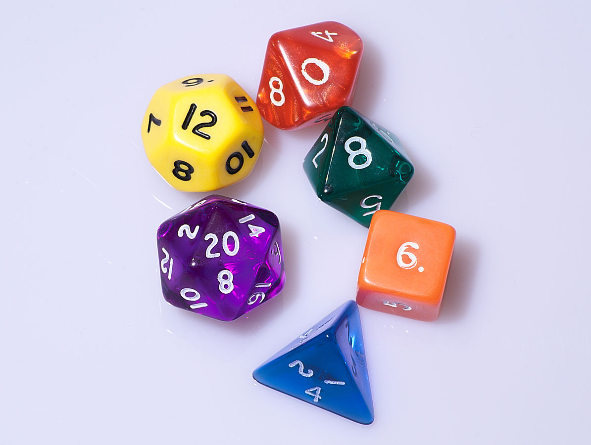 Image Credit to Diacritica: https://commons.wikimedia.org/wiki/File:Dice_(typical_role_playing_game_dice).jpg